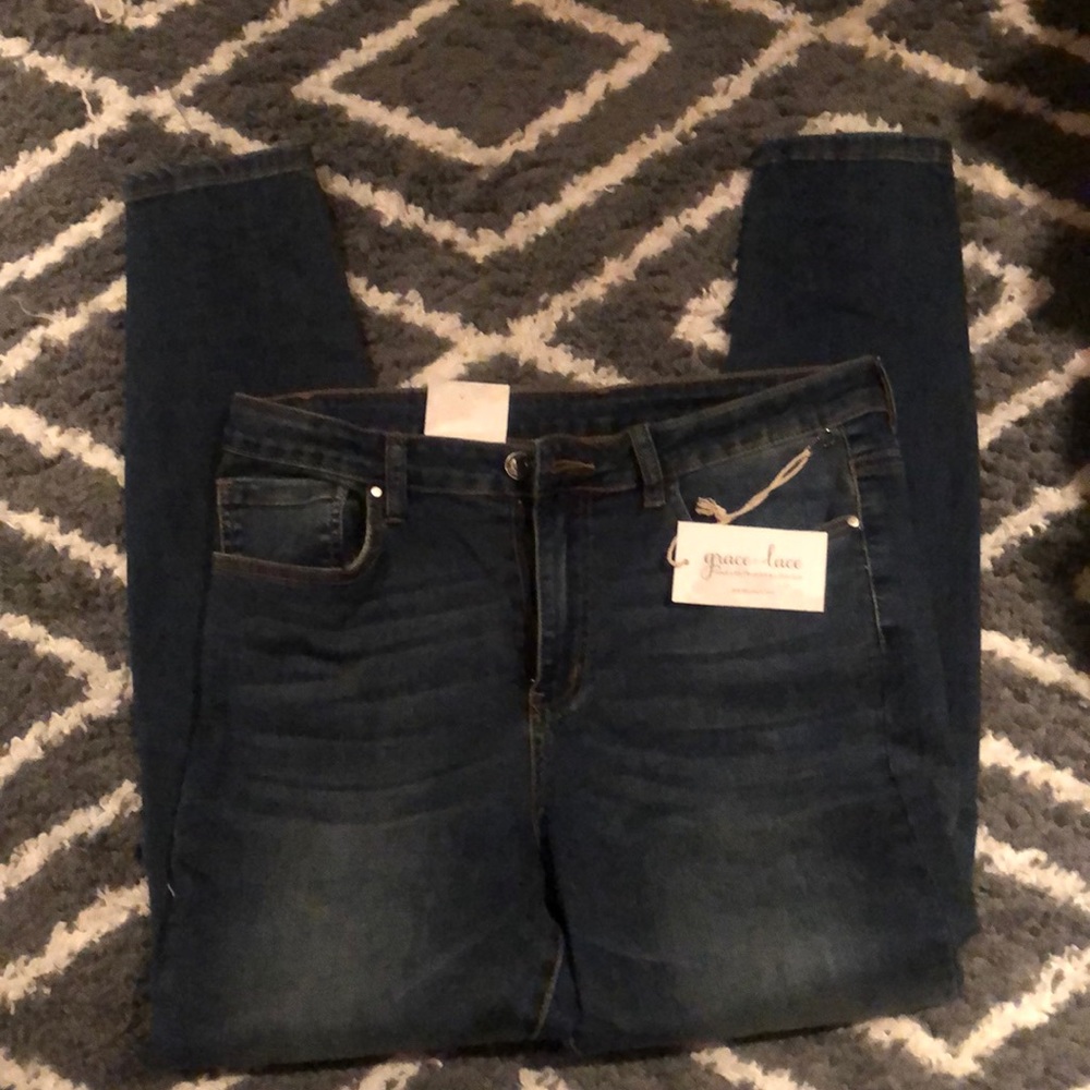 Grace and Lace Designer Denim dark wash skinny jeans